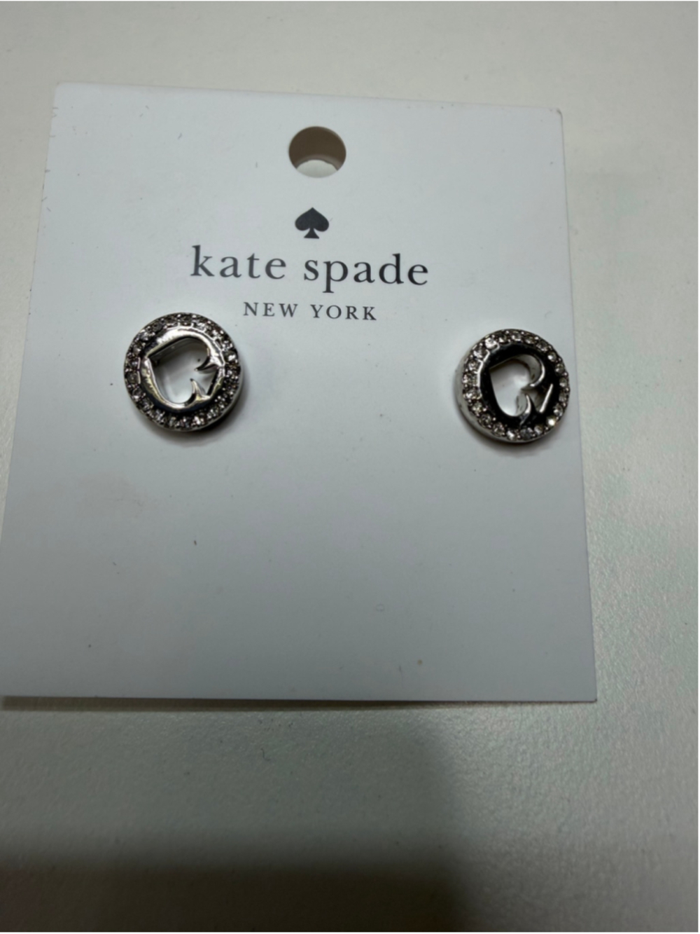 Women's Kate Spade Spot The Spade Stud Earrings, One Size, Silver/Clear